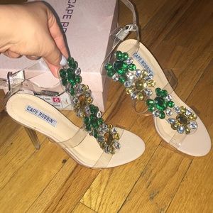 BRAND NEW NEVER WORN Nude Crystal Heels